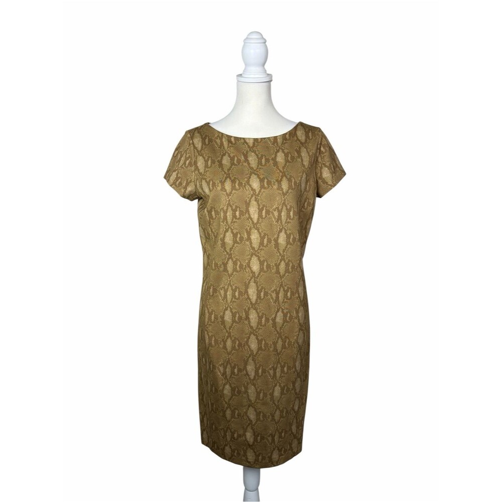 Lauren Ralph Lauren Snake Print Sheath Dress Brown Animal Print Career Office